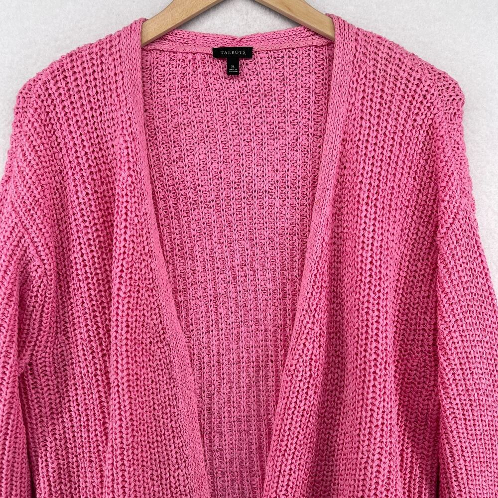 Talbots Sweater Xl Tape Yarn Open Front Cardigan … - image 3